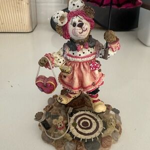 Whimsical Bear Figurine with Pink and Brown Accents